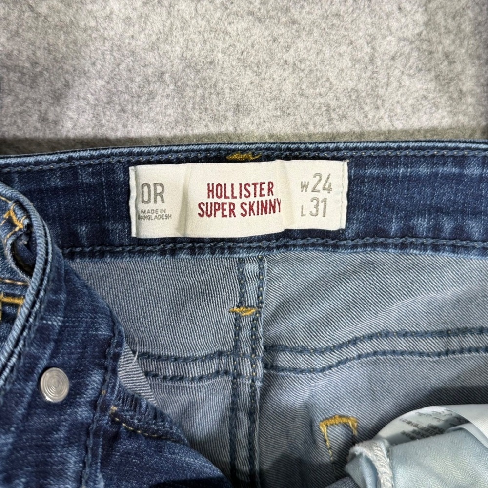 Hollister Super Skinny Jeans Women 0R W24 L31 Dark Wash Low Rise Stretch Denim - Picture 6 of 10